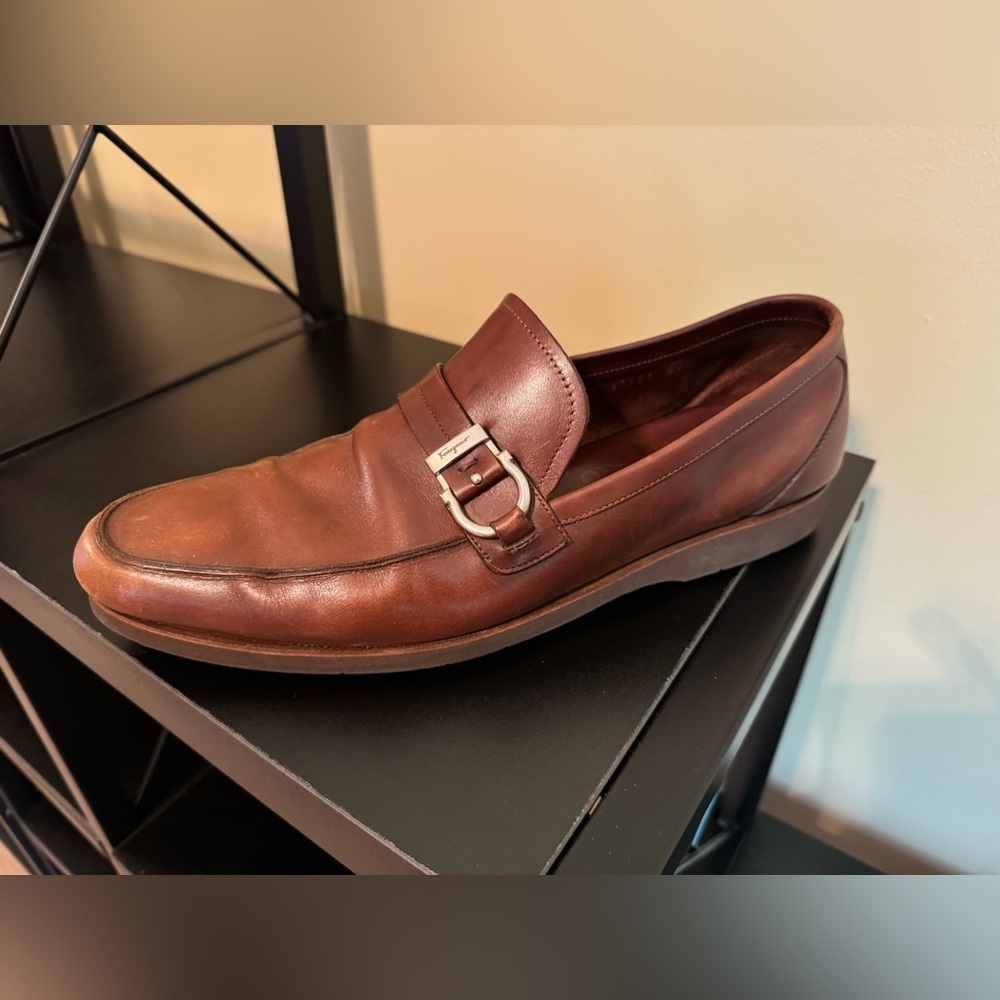 Salvatore Ferragamo brown men’s shoes with buckle size 10